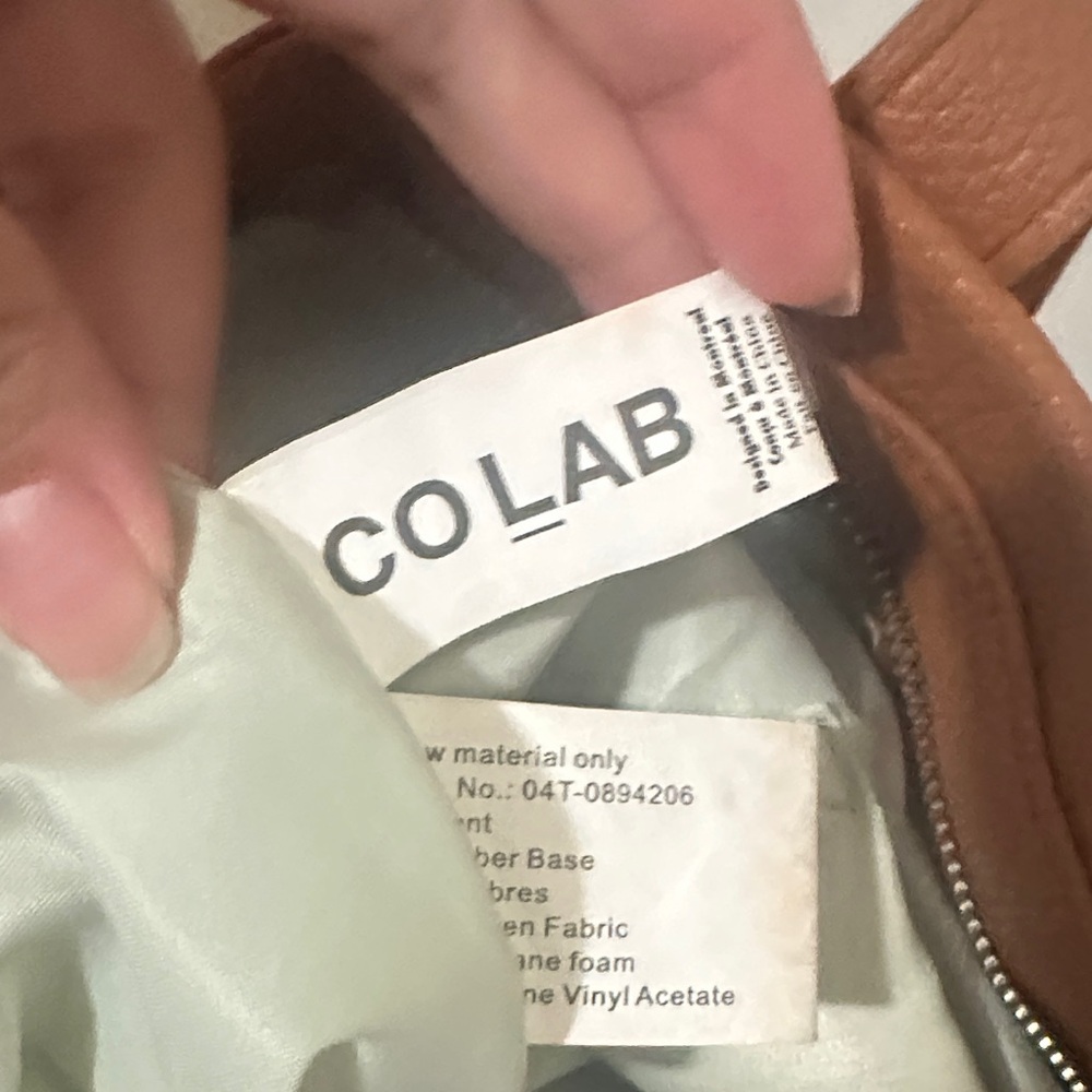 COLAB Tan Pebbled Vegan Leather Tote with Double Straps - Picture 11 of 16